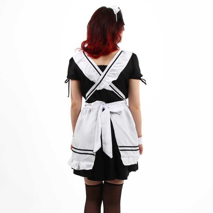 Карнавальный костюм «Милая горничная»: платье, фартук, ободок, чокер, подвязки, манжеты, чулки, р. 48–50