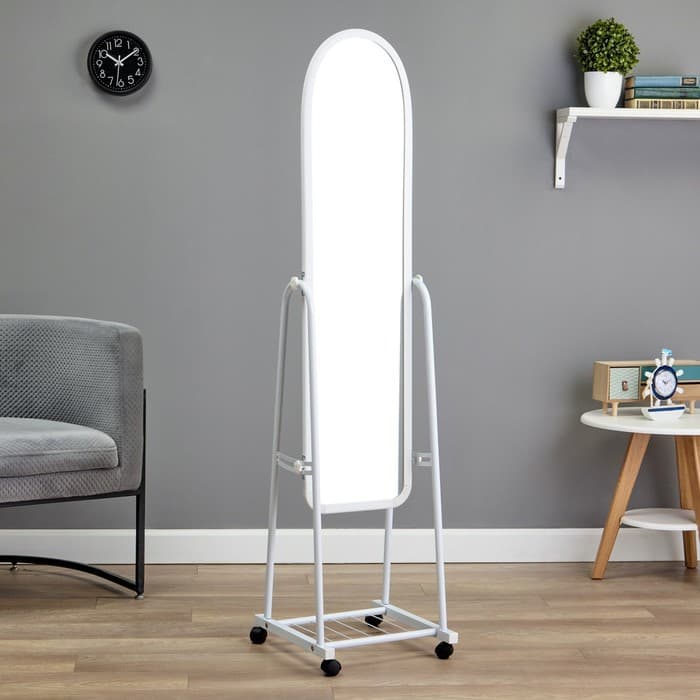Зеркало напольное «Клик Мебель» Basic, на колёсиках, 310×1600 мм, цвет белый