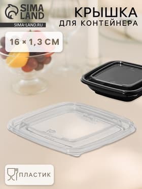 Крышка для контейнера одноразовая, ЮПК-1616, пластик, 16×1.3 см, прозрачная