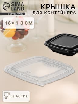 Крышка для контейнера одноразовая, ЮПК-1616, пластик, 16×1.4 см, прозрачная
