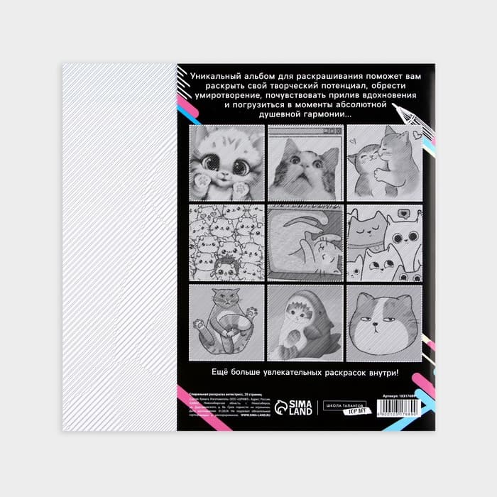 Раскраска-антистресс по полоскам «Озорные котята», 21×21 см
