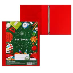 Папка-портфолио А4, Calligrata «Переменка», пластиковая, на 4 кольцах, для школьника, без вкладышей