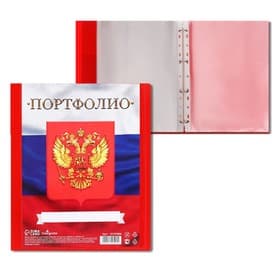 Папка-портфолио А4, Calligrata «Герб», пластиковая, на 4 кольцах, для школьника, 20 файлов
