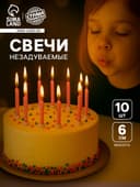 Свечи для торта незадуваемые «В твой день рождения», розовые, 10 шт., 6×0.4 см