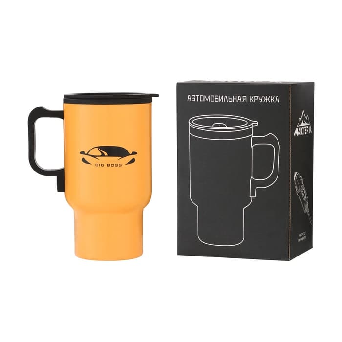 Термокружка автомобильная, 450 мл, BIG BOSS, сохраняет тепло 4 ч, 12×17 см