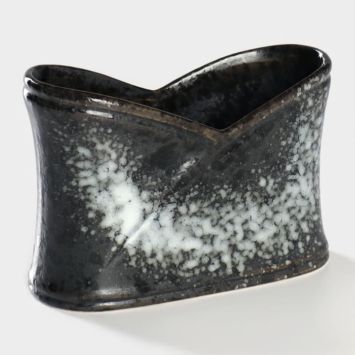 Салфетница Magistro «Ночной дождь», 12×5.7×8.2 см, фарфор, чёрная