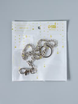 Кольцо для брелока на цепочке, с карабином, d=28 мм, 40 см, цвет серебряный