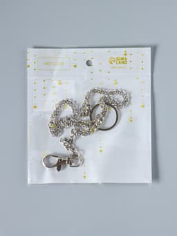 Кольцо для брелока на цепочке, с карабином, d=28 мм, 40 см, цвет серебряный