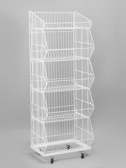 Накопитель разборный на колесах, 5 корзин, 50×43×147, белый