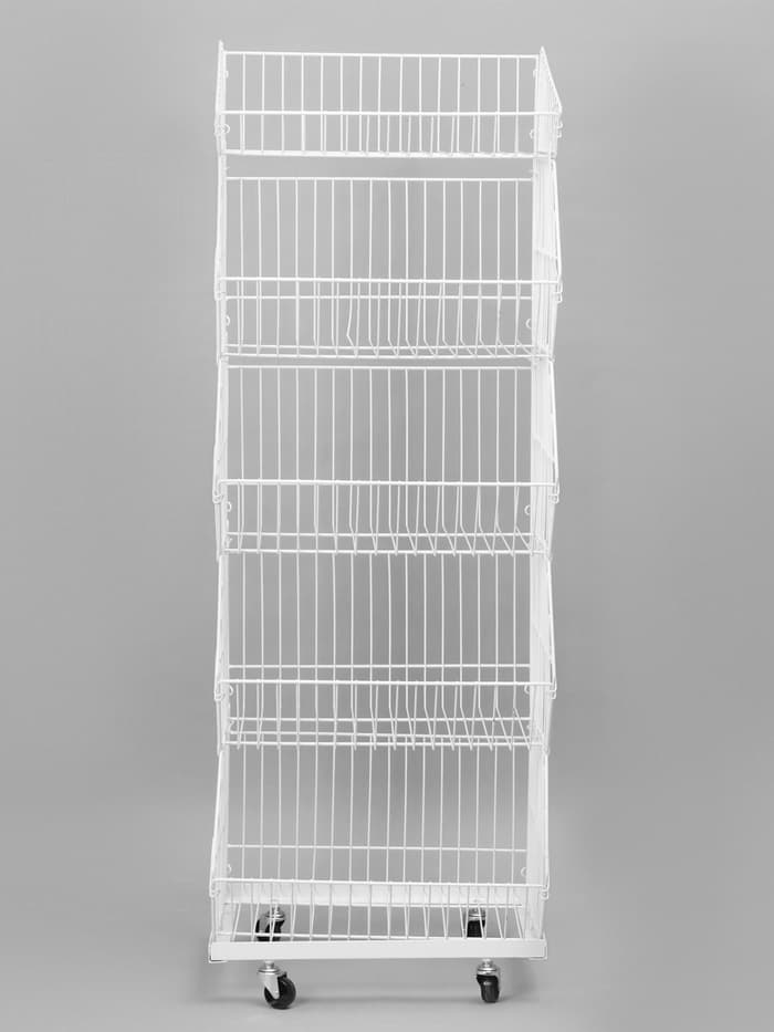 Накопитель разборный на колесах, 5 корзин, 50×43×147, белый