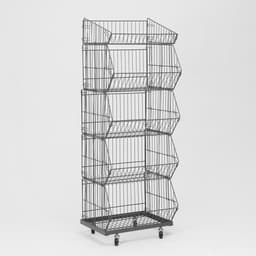 Накопитель разборный на колесах, 5 корзин, 50×43×147, серый