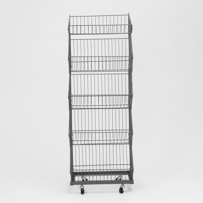 Накопитель разборный на колесах, 5 корзин, 50×43×147, серый