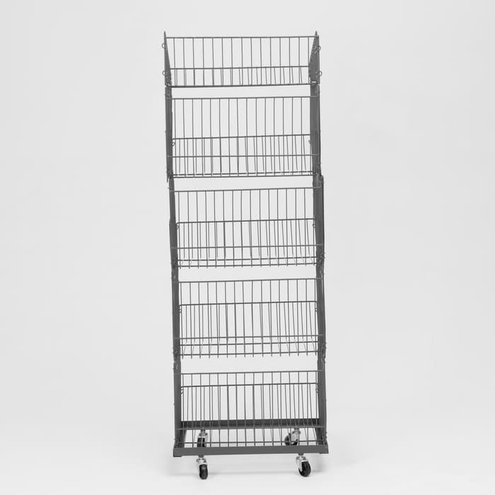 Накопитель разборный на колесах, 5 корзин, 50×43×147, серый