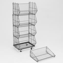 Накопитель разборный на колесах, 5 корзин, 50×43×147, серый