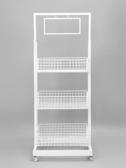 Стойка-накопитель разборный на колесах, 3 корзины, 1 топпер, 54.5×56×138 см, белая