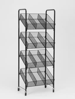 Стеллаж-накопитель разборный 4 этажа, 12 корзин, на колёсах, 44×29×122 см, чёрный