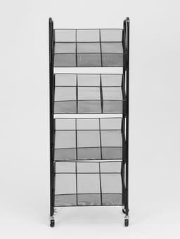 Стеллаж-накопитель разборный 4 этажа, 12 корзин, на колёсах, 44×29×122 см, чёрный
