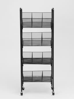 Стеллаж-накопитель разборный 4 этажа, 12 корзин, на колёсах, 44×29×122 см, чёрный