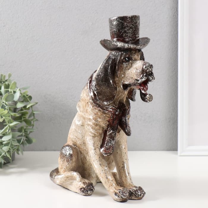 Фигурка полистоун «Пёс в цилиндре», 24.5×12×32.5 см