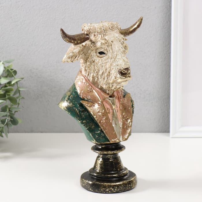 Фигурка полистоун бюст «Белый бизон в пиджаке с галстуком», 16×11.5×25 см