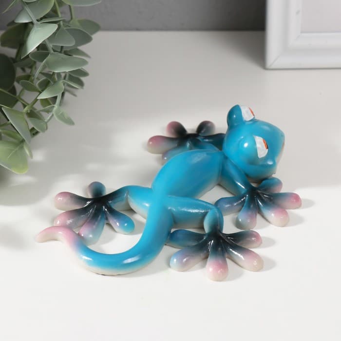 Фигурка полистоун «Маленький геккон», синий 13×11×3 см