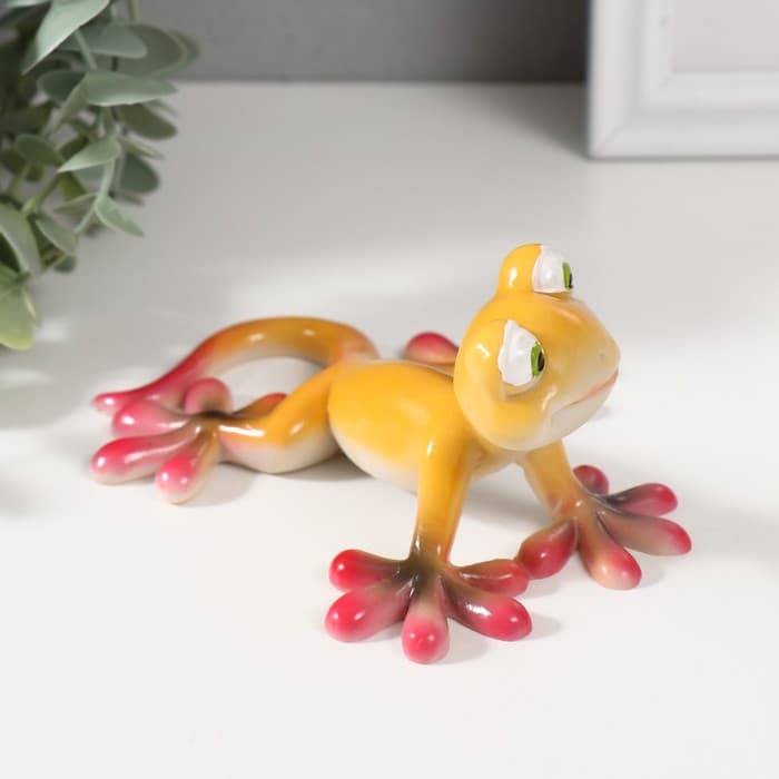 Фигурка полистоун «Жёлто-красный геккон», 13×10.5×6 см