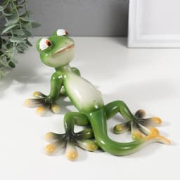 Фигурка полистоун «Зелёный геккон загорает», 18×14.5×8.5 см