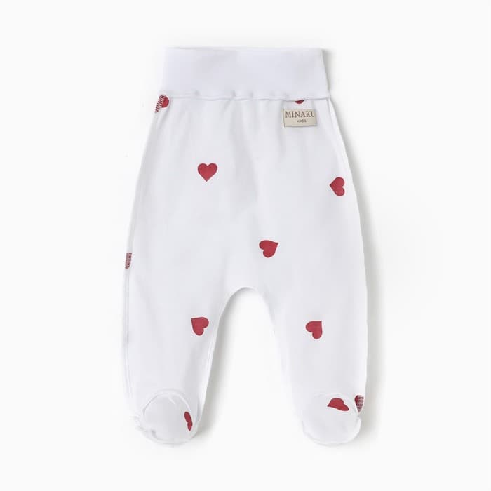 Ползунки детские MINAKU: Сердца, рост 74-80 см, молочные