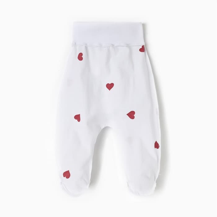 Ползунки детские MINAKU: Сердца, рост 74-80 см, молочные