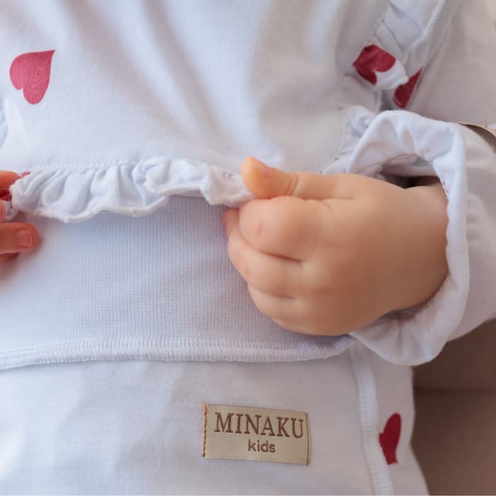 Ползунки детские MINAKU: Сердца, рост 74-80 см, молочные