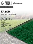 Газон искусственный в рулоне, ворс 10 мм, 2×5 м, зелёный, Greengo