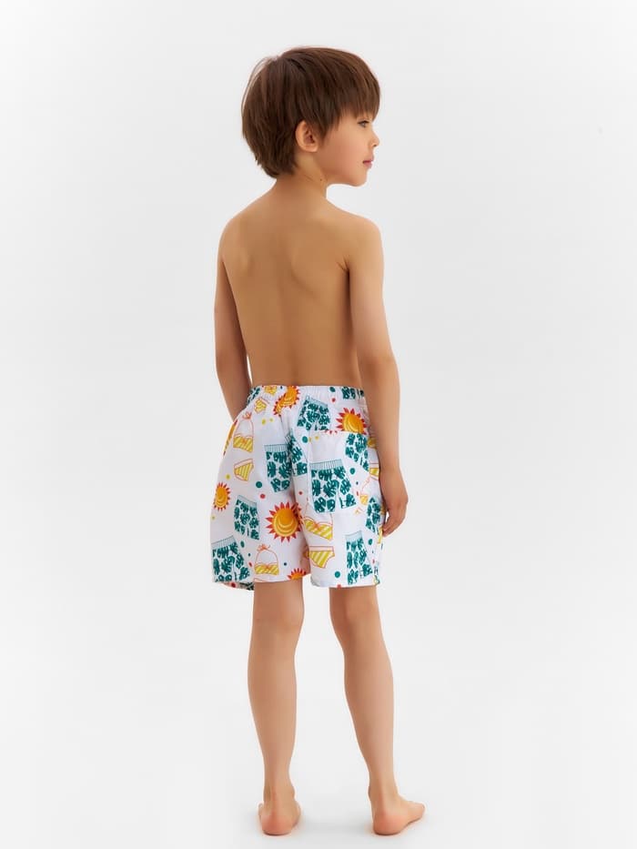 Плавки-шорты купальные для мальчика MINAKU: Summer, белые, рост 122-128 см