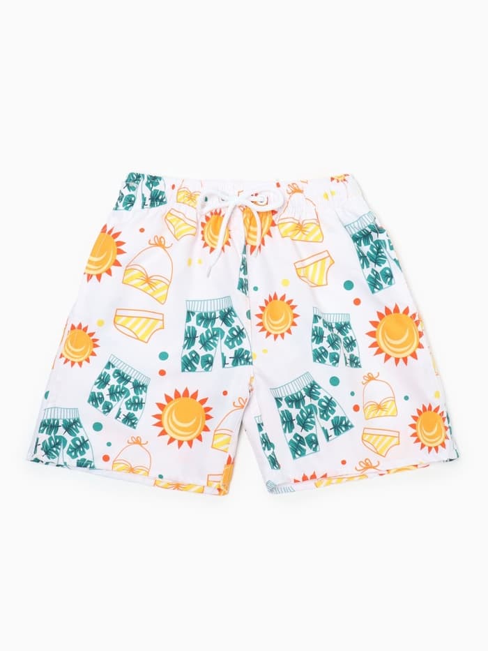 Плавки-шорты купальные для мальчика MINAKU: Summer, белые, рост 122-128 см