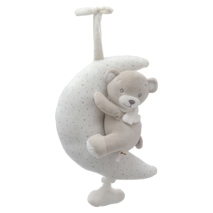 Подвеска музыкальная на кроватку/коляску Крошка Я «Серый мишка», заводная, с погремушкой, от 3 мес.