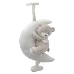 Подвеска музыкальная на кроватку/коляску Крошка Я «Серый мишка», заводная, с погремушкой, от 3 мес.