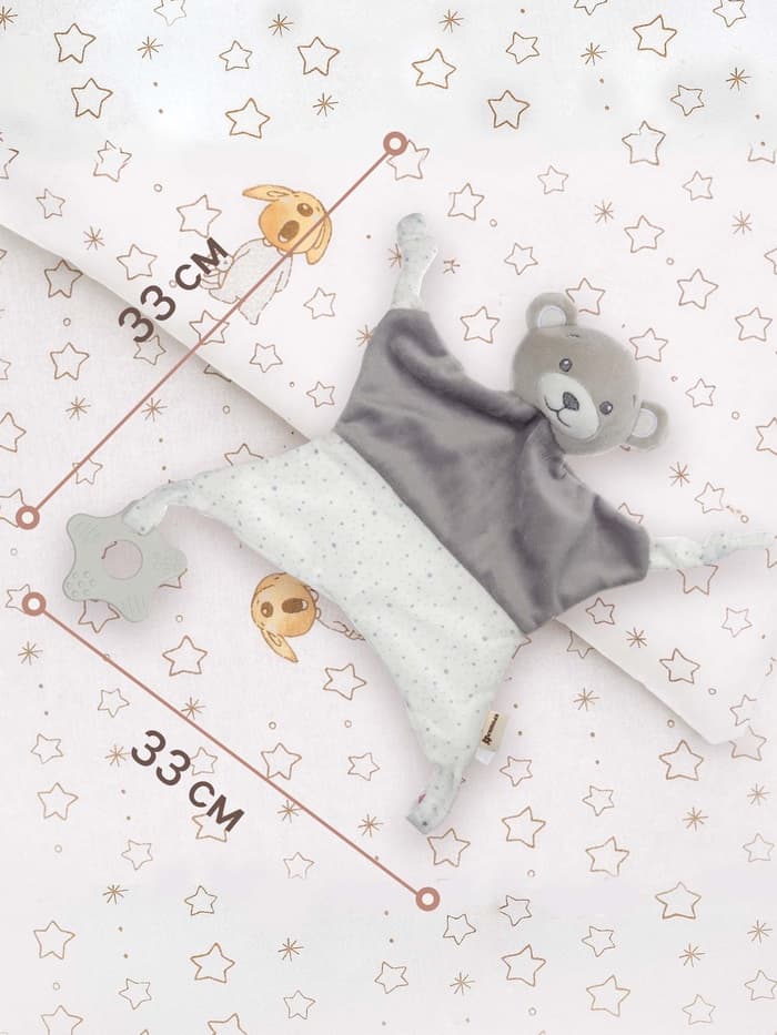 Комфортер - игрушка для сна новорожденных, Крошка Я «Серый мишка», погремушка, прорезыватель, серый