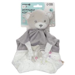 Комфортер - игрушка для сна новорожденных, Крошка Я «Серый мишка», погремушка, прорезыватель, серый