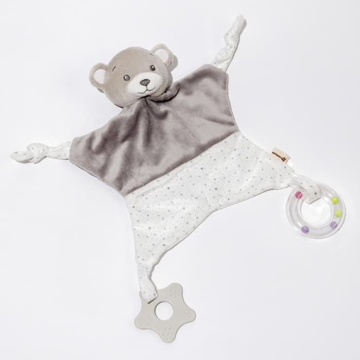 Комфортер - игрушка для сна новорожденных, Крошка Я «Серый мишка», погремушка, прорезыватель, серый