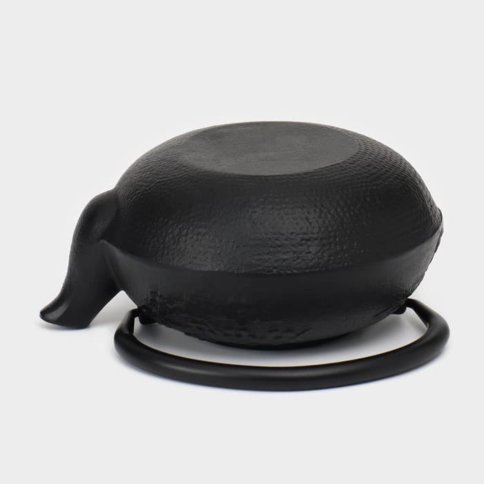 Чайник, 600 мл, с ситом, эмалированное покрытие внутри, чугун, чёрный