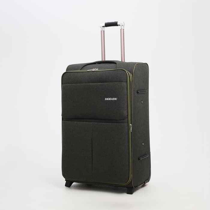 Чемодан большой 95 л (L), с расширением, кодовый замок, 3 колеса, 2 наружных кармана, хаки