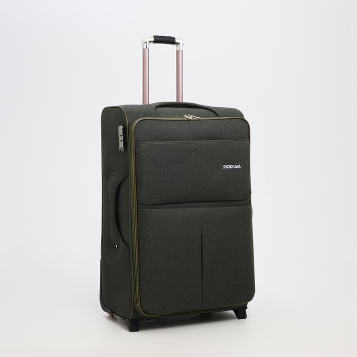 Чемодан большой 95 л (L), с расширением, кодовый замок, 3 колеса, 2 наружных кармана, хаки