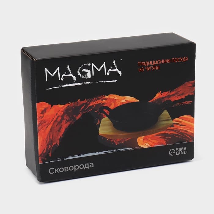 Сковорода Magma «Далат», d=17.2 см, h=7 см, на деревянной подставке, индукция, чугун, чёрная