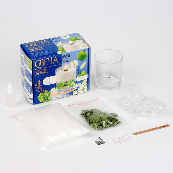 Свеча своими руками. Создание ароматической свечи с сухоцветами «Зеленое яблоко», набор для творчества