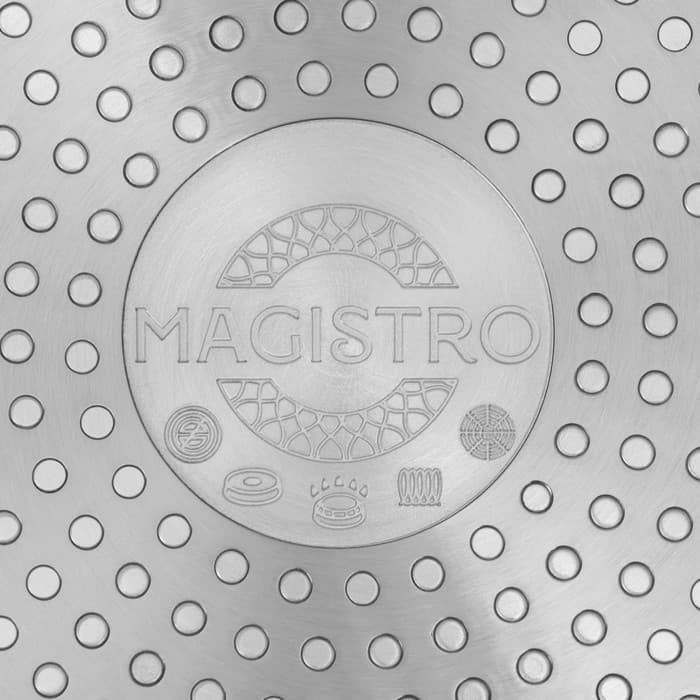 Набор сковородок Magistro Rock Stone, 3 предмета: d=22/26 см, кухонные щипцы, антипригарное покрытие, индукция, чёрный