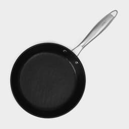 Набор сковородок Magistro Rock Stone, 3 предмета: d=22/26 см, кухонные щипцы, антипригарное покрытие, индукция, чёрный