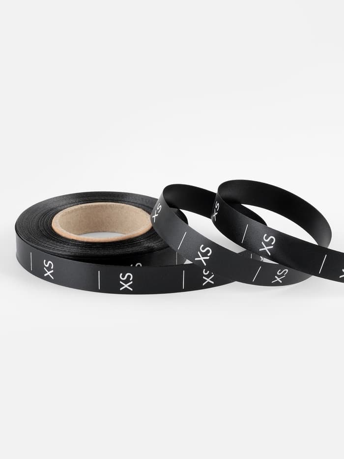 Размерник сатиновый, XS, 1000 шт., 12 мм, 30 м, чёрный
