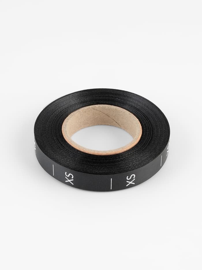 Размерник сатиновый, XS, 1000 шт., 12 мм, 30 м, чёрный