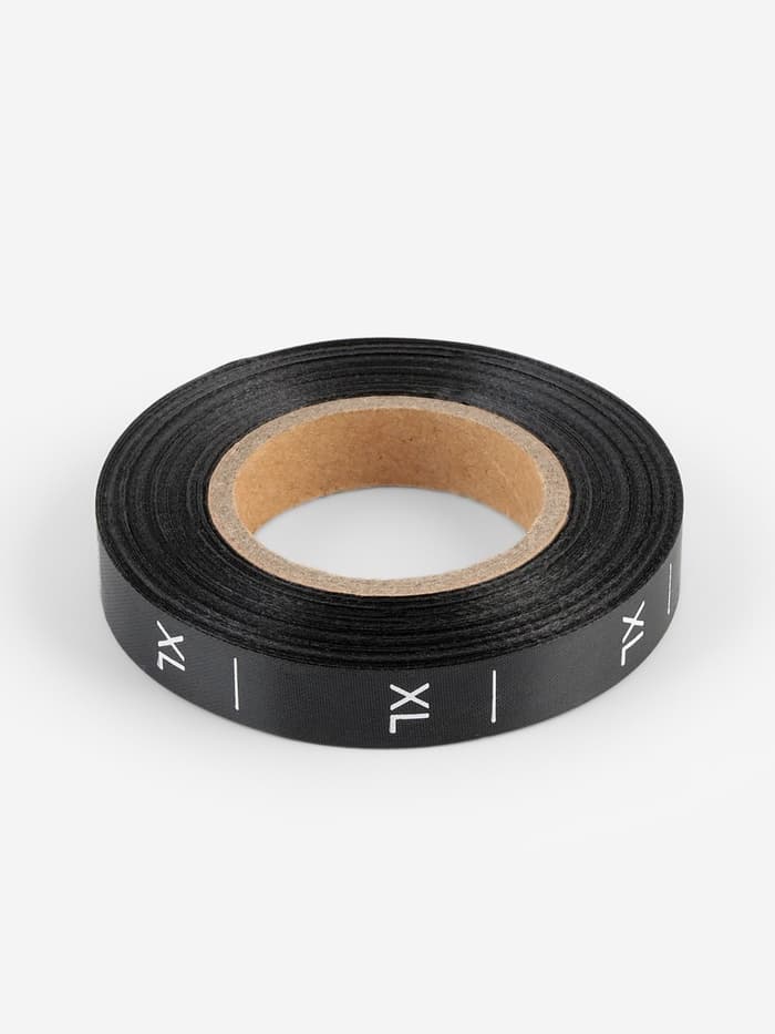 Размерник сатиновый, XL, 1000 шт., 12 мм, 30 м, чёрный