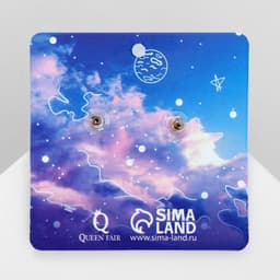 Серьги с эмалью «Космос» и коты, цвет бело-синий в золоте