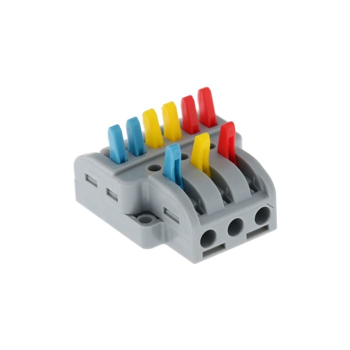 Клемма электрическая проходная, 32 А, 0.08-4 мм2, фаза/ноль/земля, 2 ввод 3 вывод, набор 10 шт.